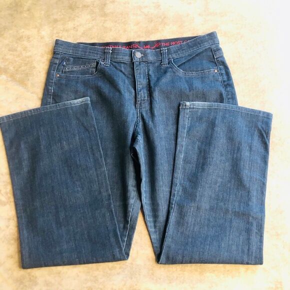 Lee Most Comfortable Jean Embellished Pockets Dark Wash Flare Leg 90s Style - Picture 3 of 12